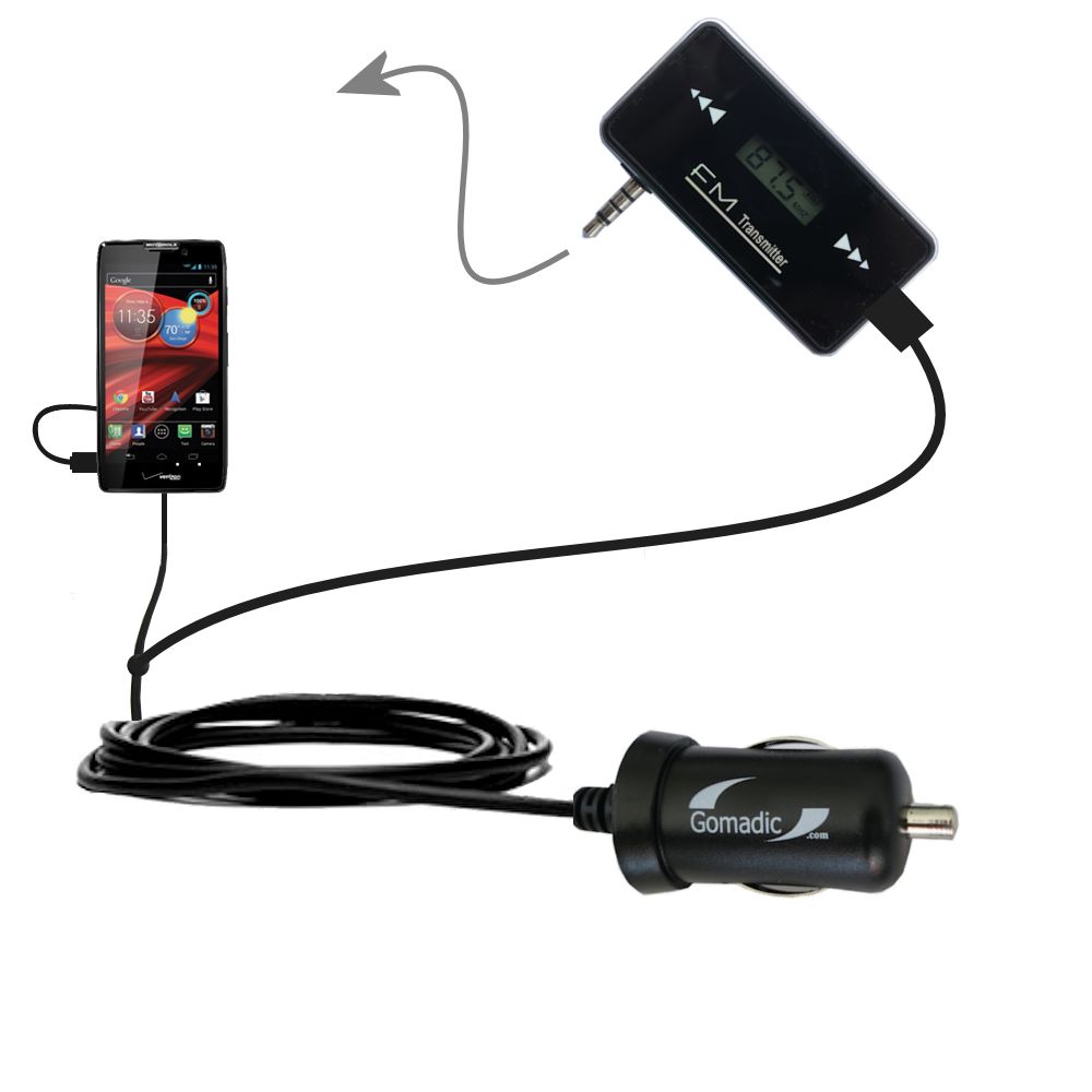 FM Transmitter Plus Car Charger compatible with the Motorola DROID RAZR MAXX