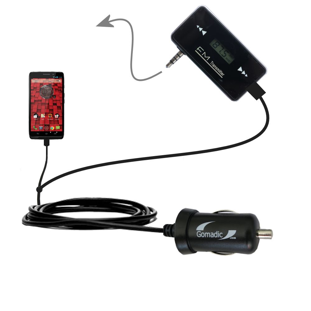 FM Transmitter Plus Car Charger compatible with the Motorola Droid Ultra