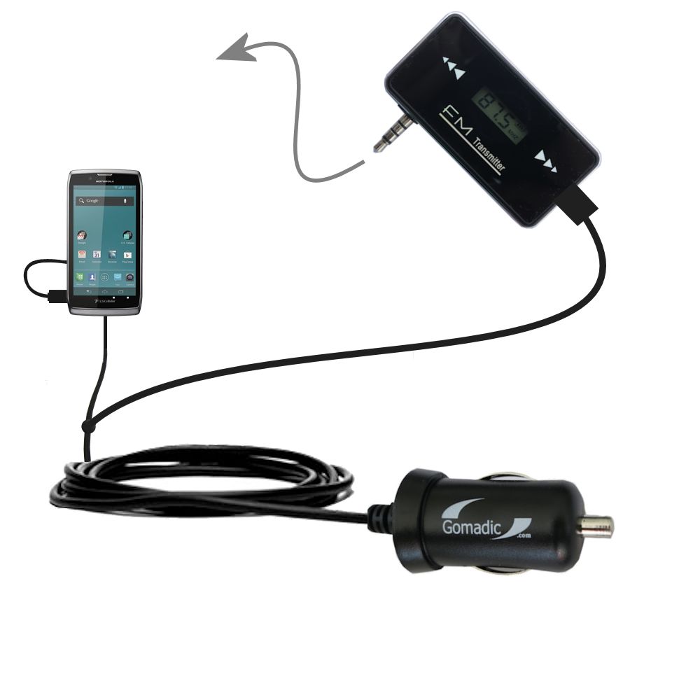 FM Transmitter Plus Car Charger compatible with the Motorola ELECTRIFY 2