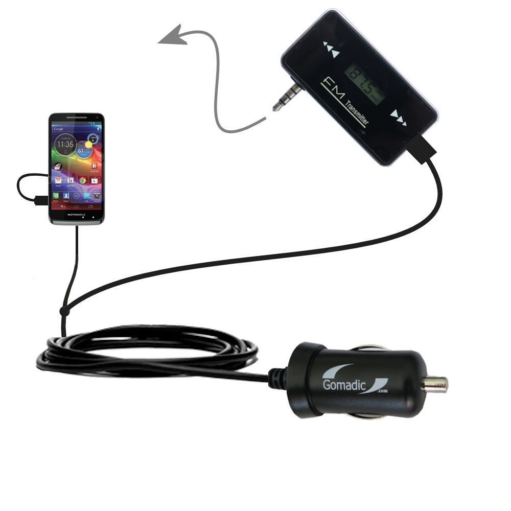 FM Transmitter Plus Car Charger compatible with the Motorola Electrify M XT905