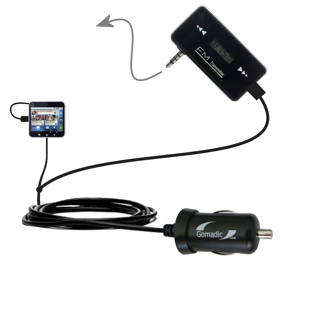 FM Transmitter Plus Car Charger compatible with the Motorola FLIPOUT