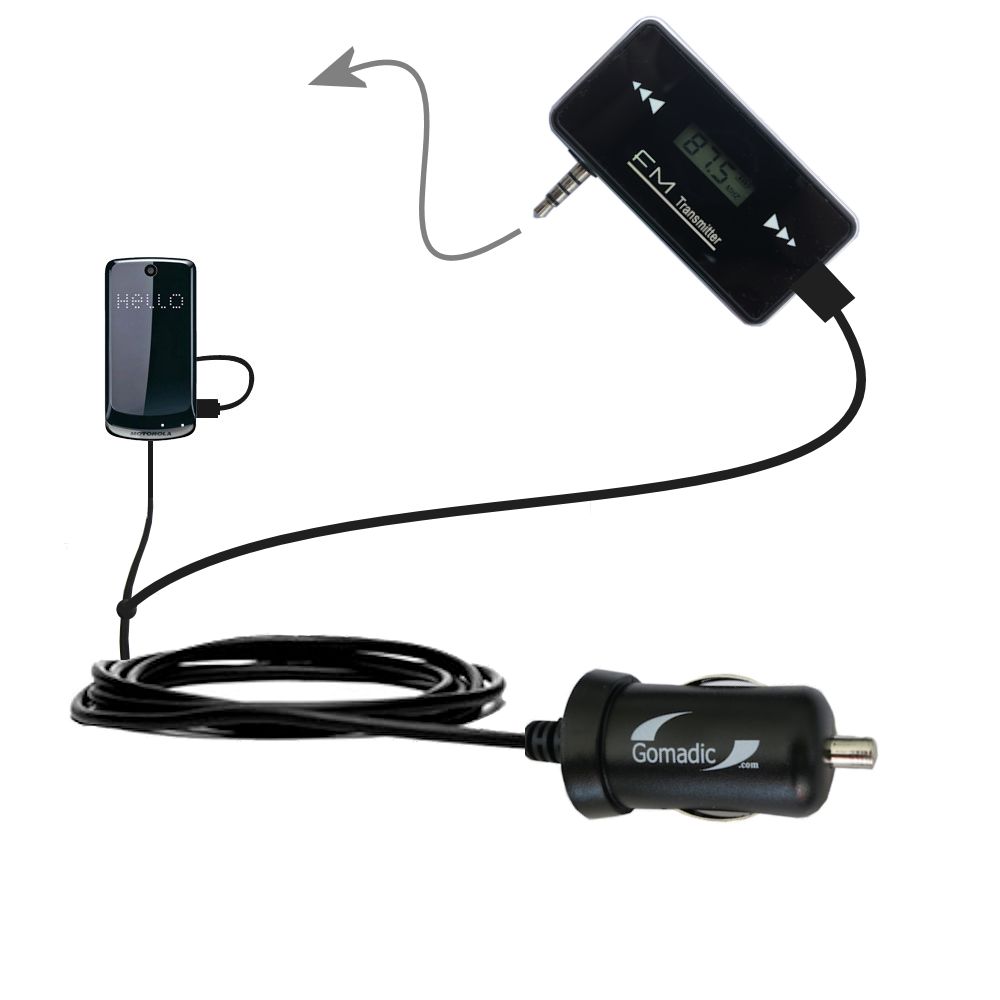 FM Transmitter Plus Car Charger compatible with the Motorola GLEAM