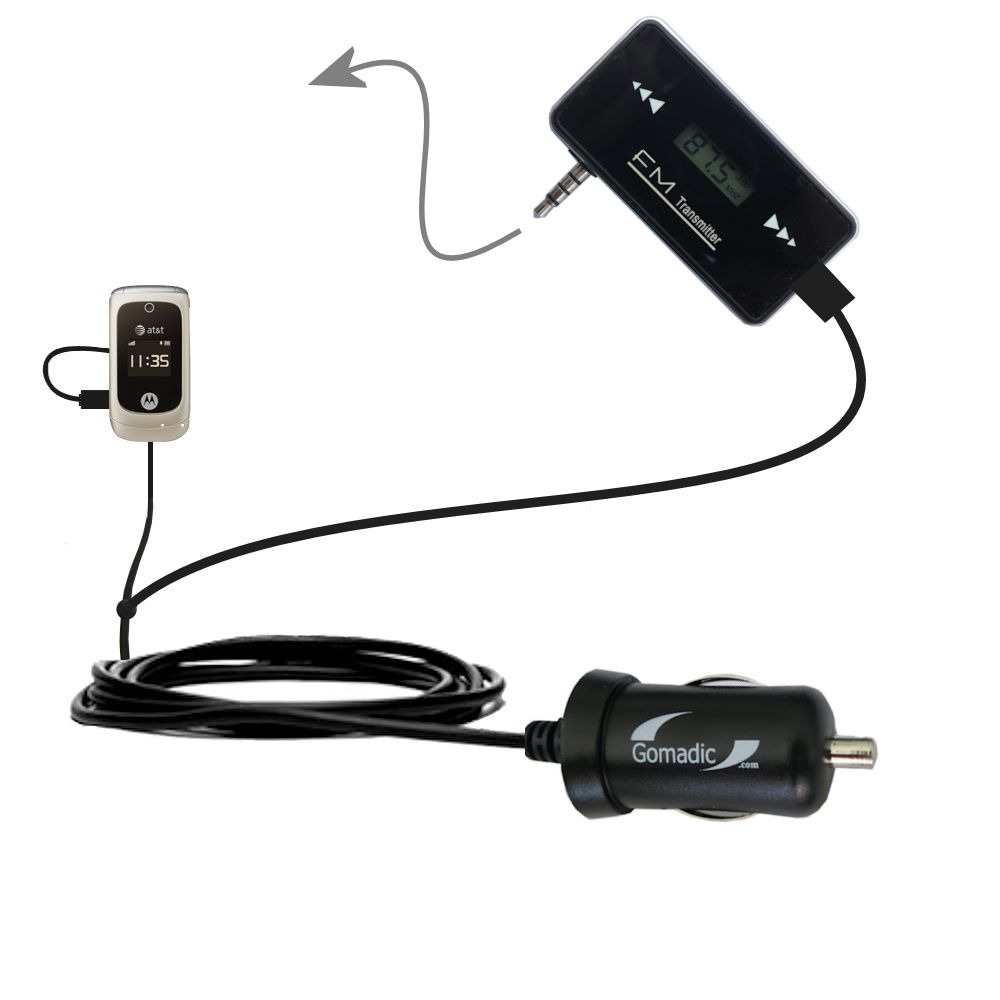 FM Transmitter Plus Car Charger compatible with the Motorola ISHIA