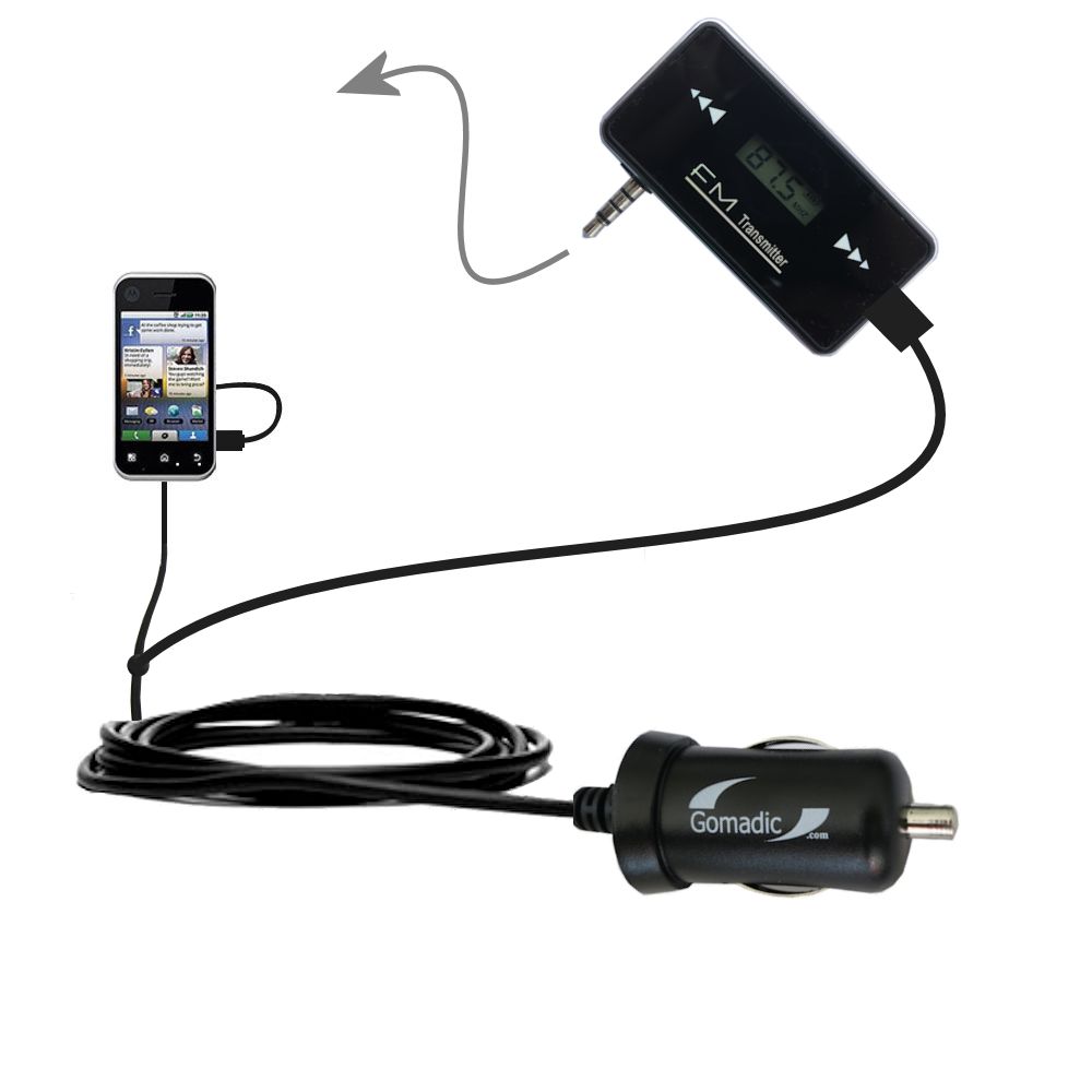 FM Transmitter Plus Car Charger compatible with the Motorola MB300