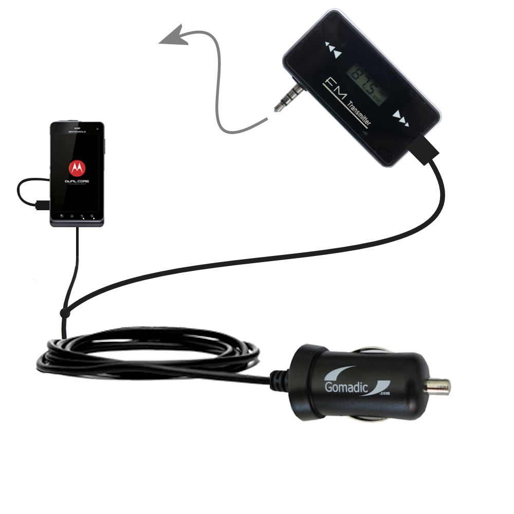 FM Transmitter Plus Car Charger compatible with the Motorola MILESTONE 3