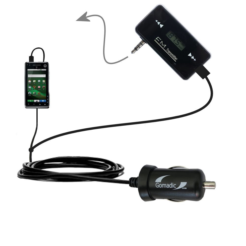 FM Transmitter Plus Car Charger compatible with the Motorola MILESTONE XT720