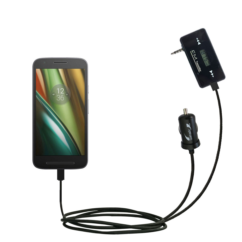 FM Transmitter Plus Car Charger compatible with the Motorola Moto E3