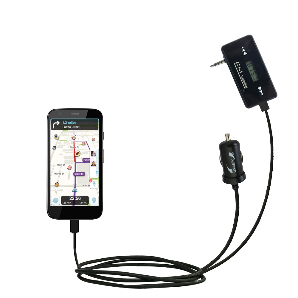 FM Transmitter Plus Car Charger compatible with the Motorola Moto G