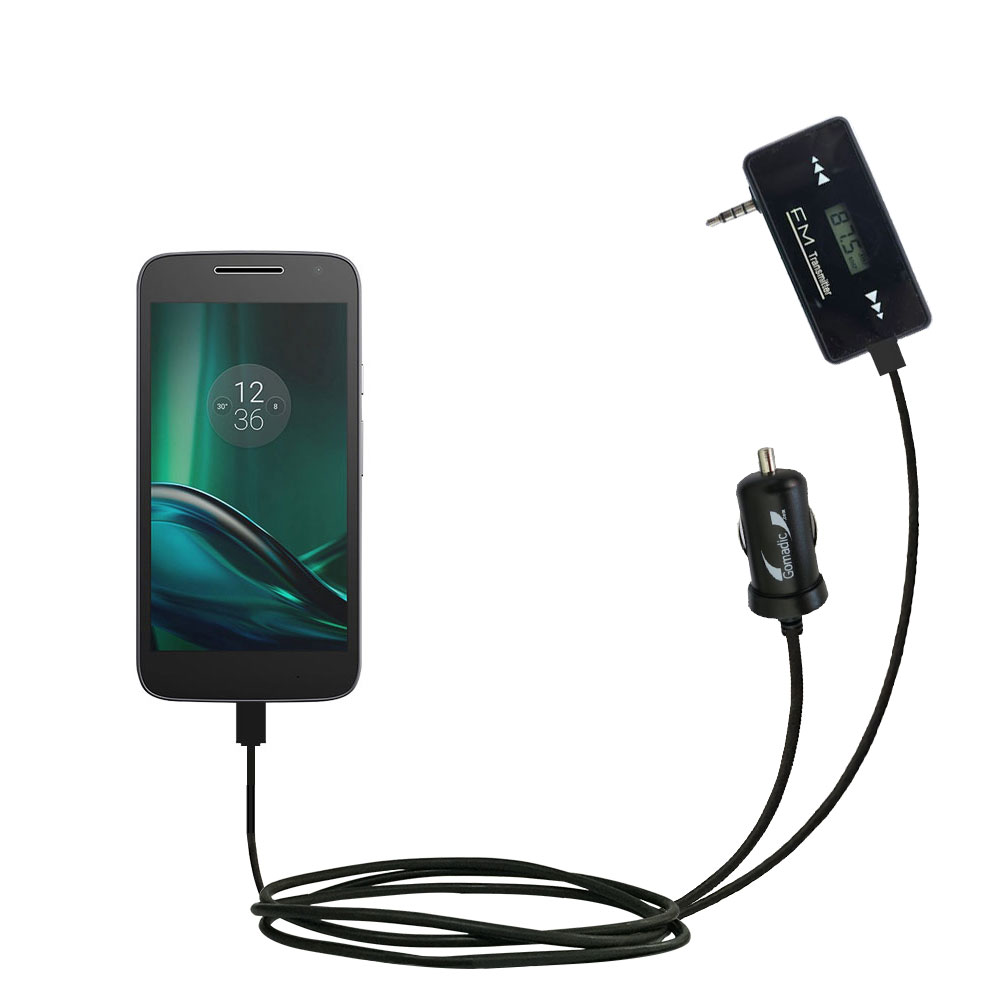 FM Transmitter Plus Car Charger compatible with the Motorola Moto G4 / G4 Plus