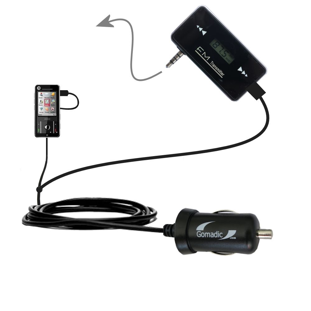 FM Transmitter Plus Car Charger compatible with the Motorola Moto ZN300