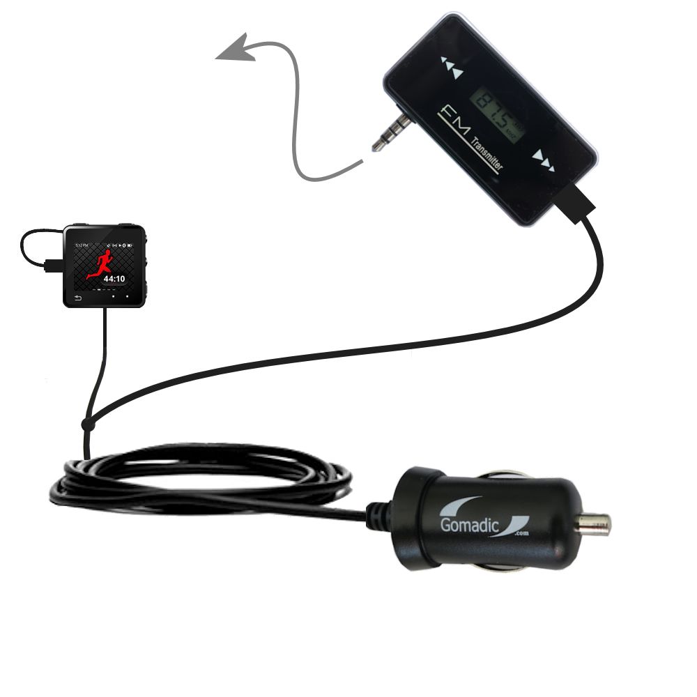 FM Transmitter Plus Car Charger compatible with the Motorola MOTOACTV