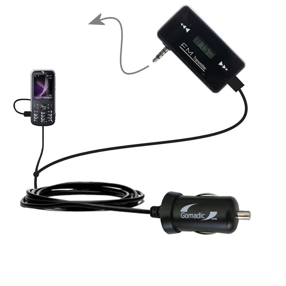 FM Transmitter Plus Car Charger compatible with the Motorola MOTOZINE ZN5