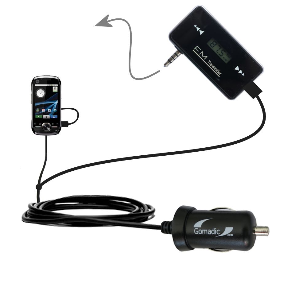 FM Transmitter Plus Car Charger compatible with the Motorola Opus One