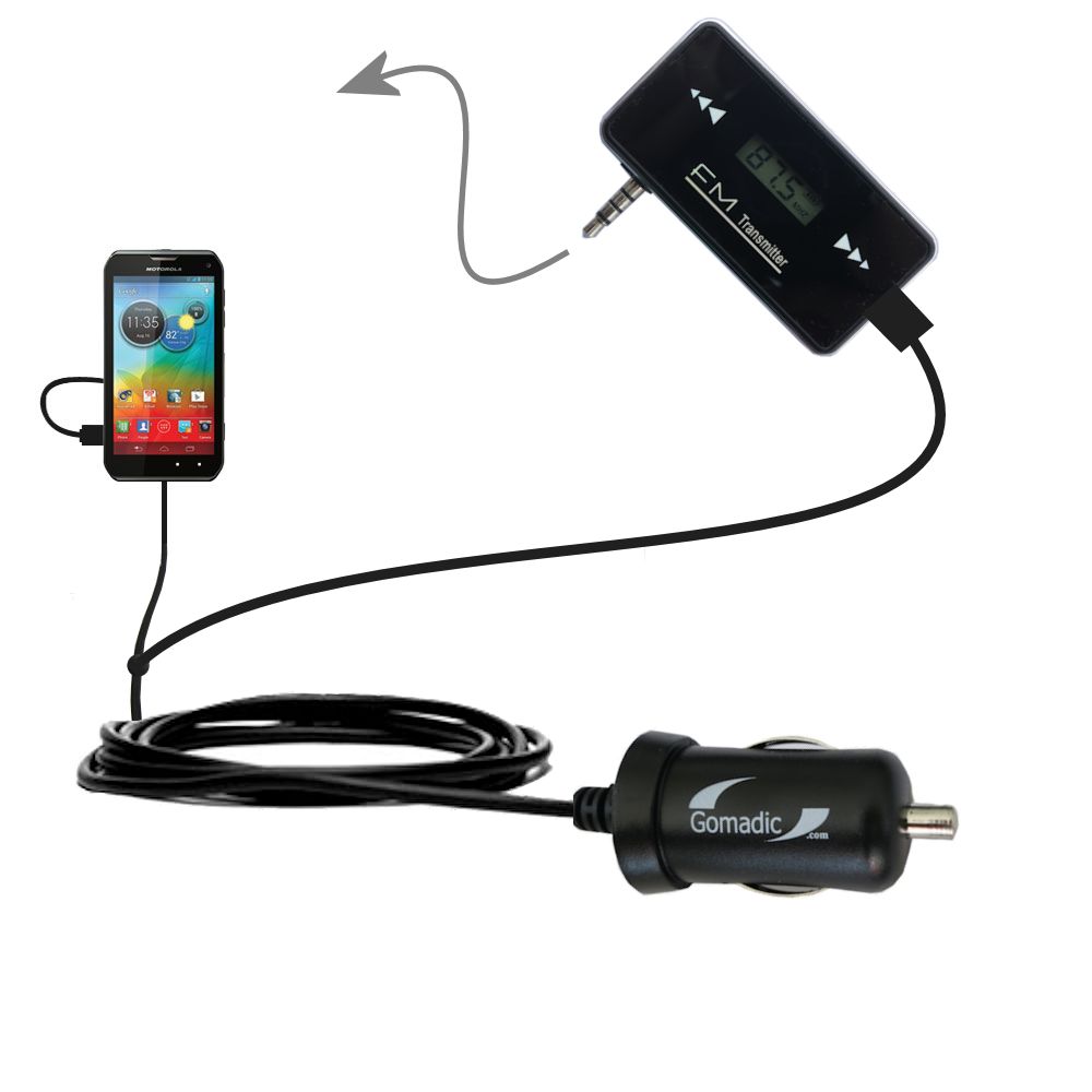 FM Transmitter Plus Car Charger compatible with the Motorola PHOTON Q