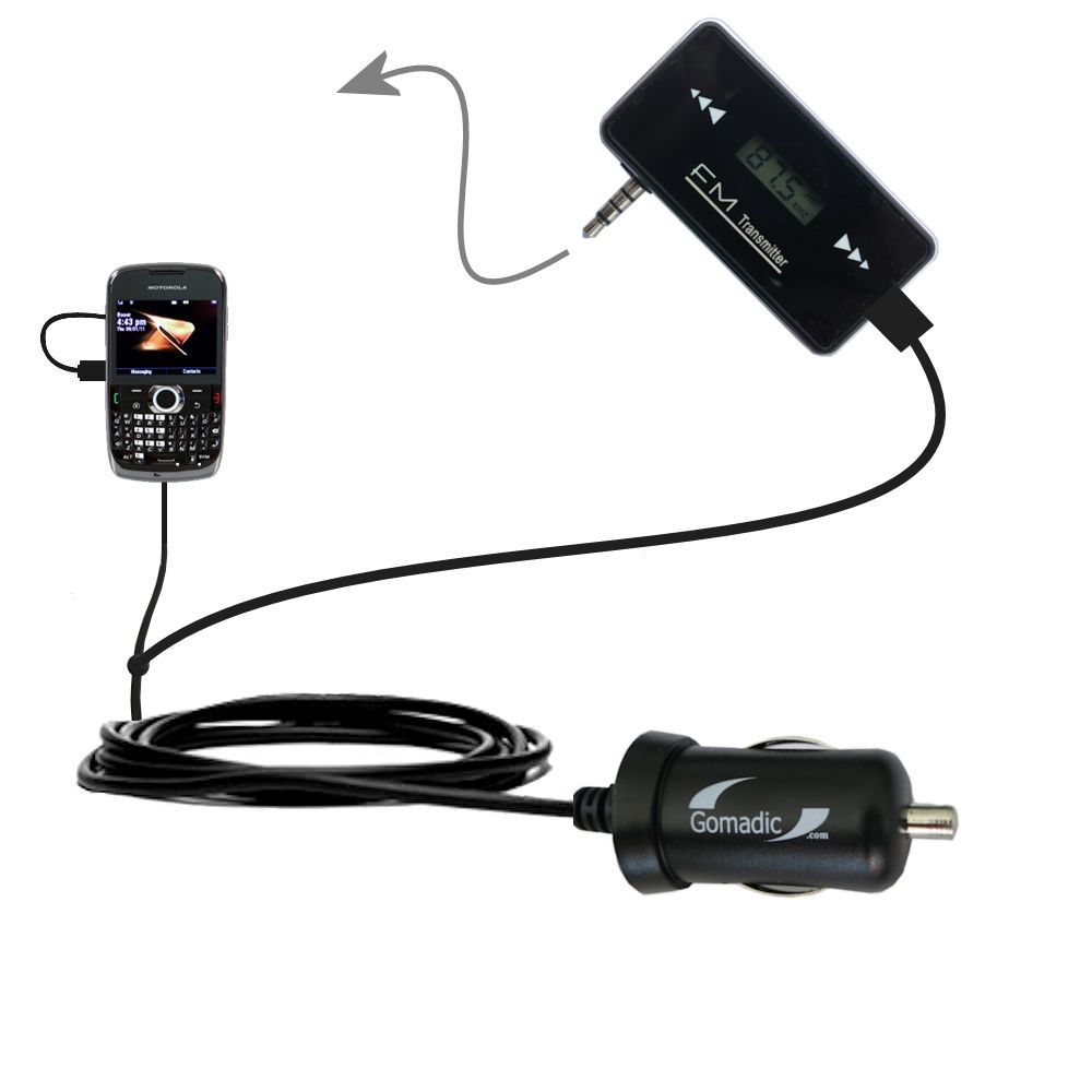 FM Transmitter Plus Car Charger compatible with the Motorola Theory