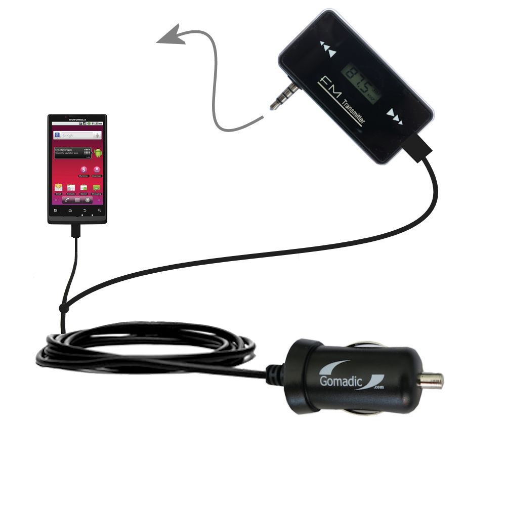FM Transmitter Plus Car Charger compatible with the Motorola Triumph