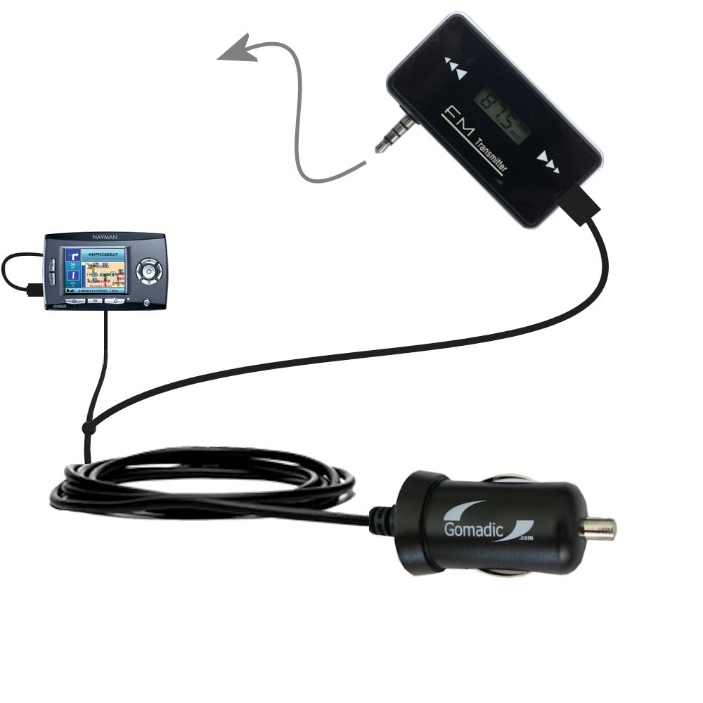 FM Transmitter Plus Car Charger compatible with the Navman iCN 330