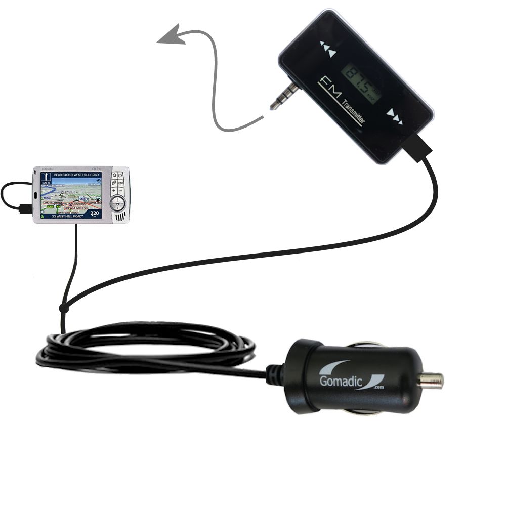 FM Transmitter Plus Car Charger compatible with the Navman iCN 510