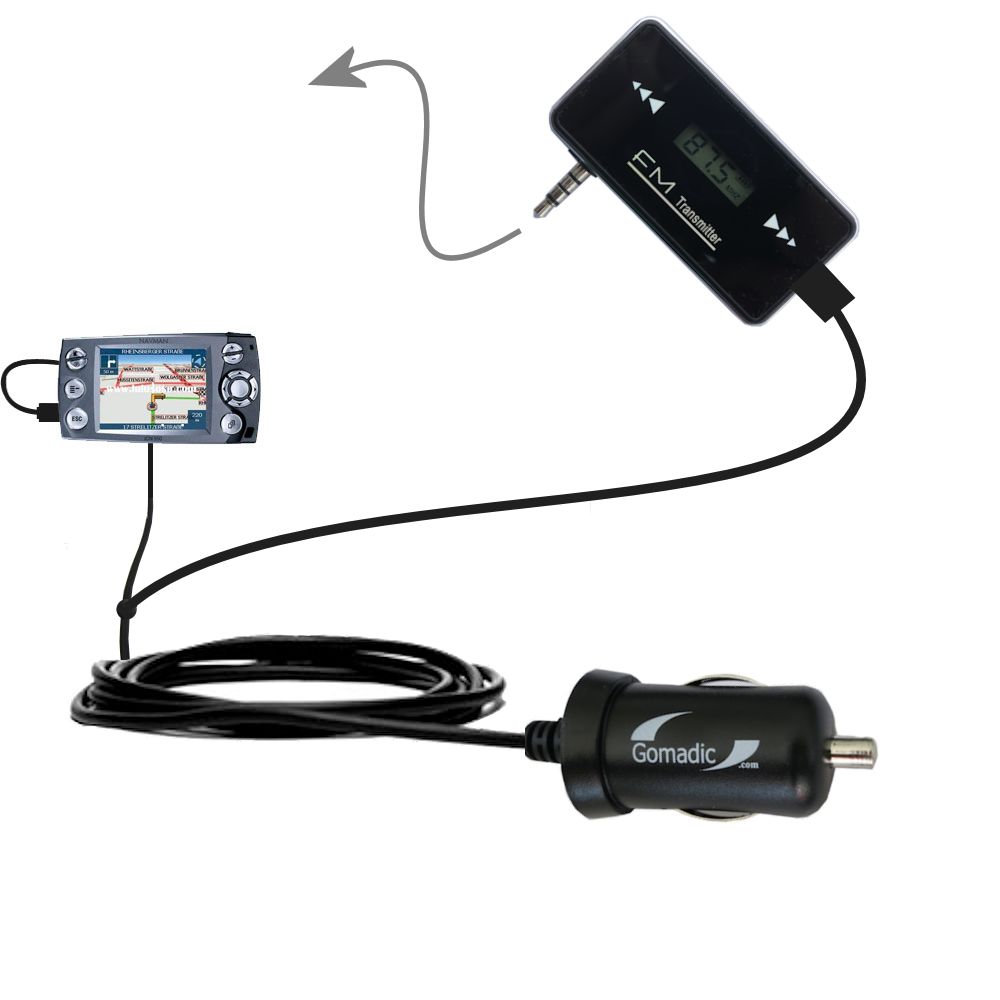 FM Transmitter Plus Car Charger compatible with the Navman iCN 550