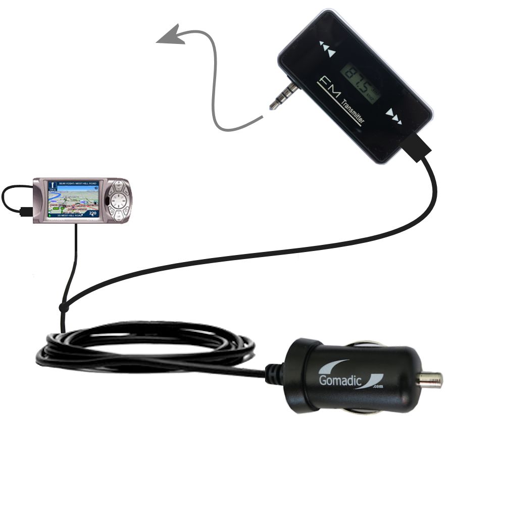 FM Transmitter Plus Car Charger compatible with the Navman iCN 635