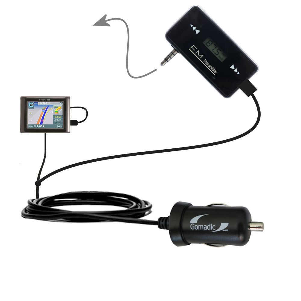 FM Transmitter Plus Car Charger compatible with the Nextar M3 GPS