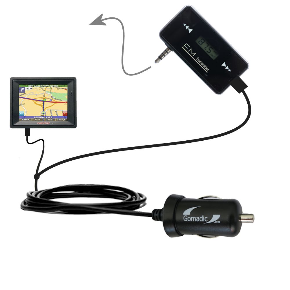 FM Transmitter Plus Car Charger compatible with the Nextar SNAP3