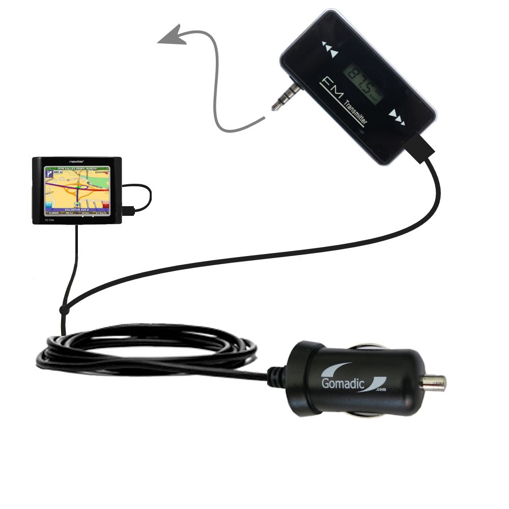 FM Transmitter Plus Car Charger compatible with the Nextar X3 Elite T