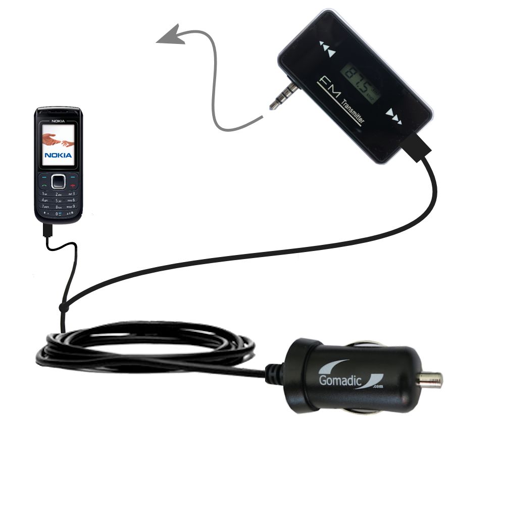 FM Transmitter Plus Car Charger compatible with the Nokia 1650 1661 1680
