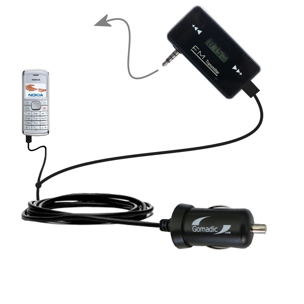 FM Transmitter Plus Car Charger compatible with the Nokia 2135 2320 2330