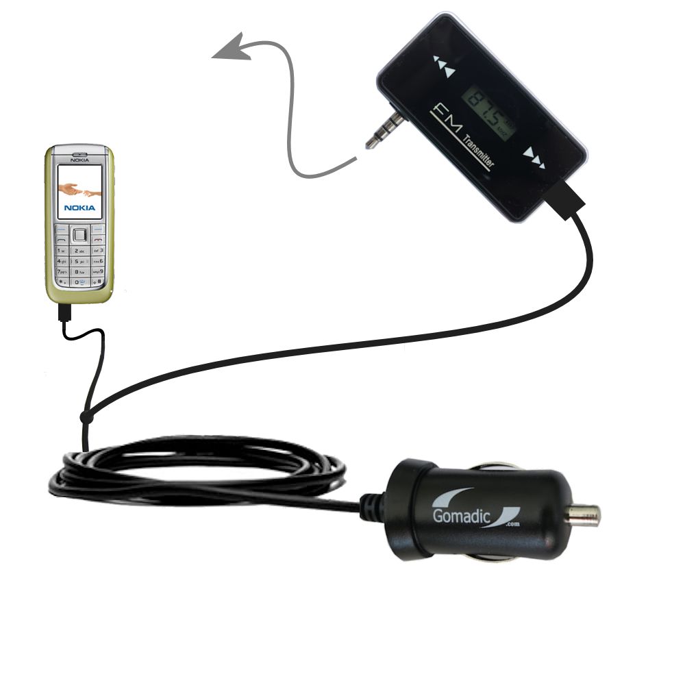 FM Transmitter Plus Car Charger compatible with the Nokia 6070 6085 6086