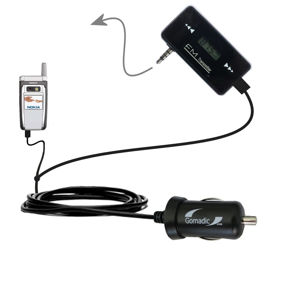 FM Transmitter Plus Car Charger compatible with the Nokia 6155i 6165i
