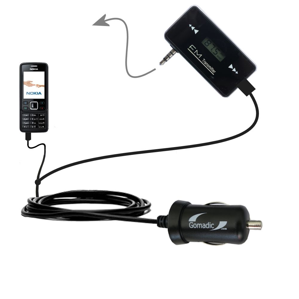 3rd Generation Powerful Audio FM Transmitter with Car Charger suitable for the Nokia 6300 6301 6555 6650 - Uses Gomadic TipExchange Technology