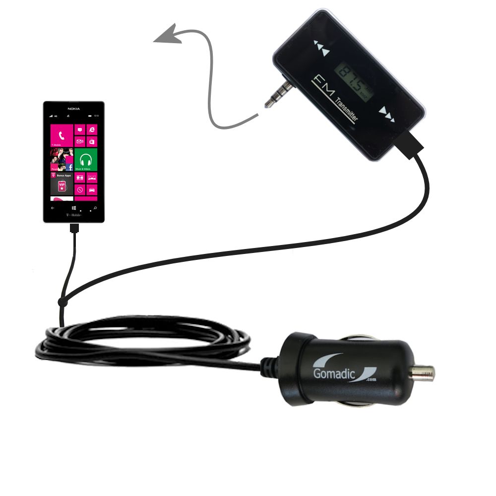 FM Transmitter Plus Car Charger compatible with the Nokia Lumia 521