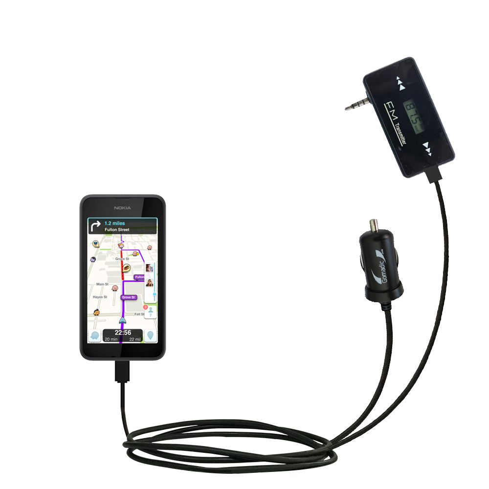 FM Transmitter Plus Car Charger compatible with the Nokia Lumia 530