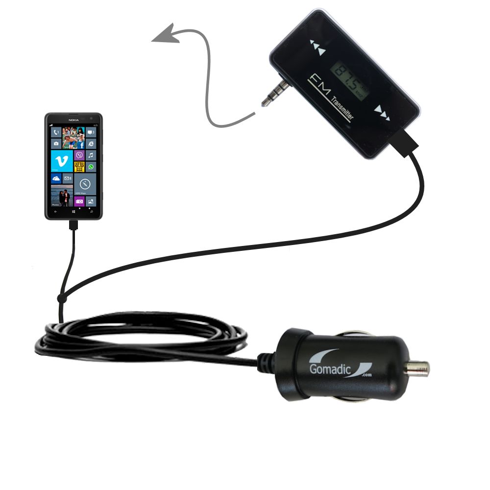 FM Transmitter Plus Car Charger compatible with the Nokia Lumia 625