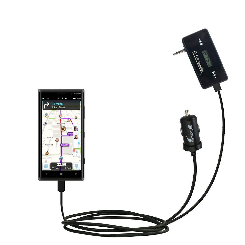 FM Transmitter Plus Car Charger compatible with the Nokia Lumia 830
