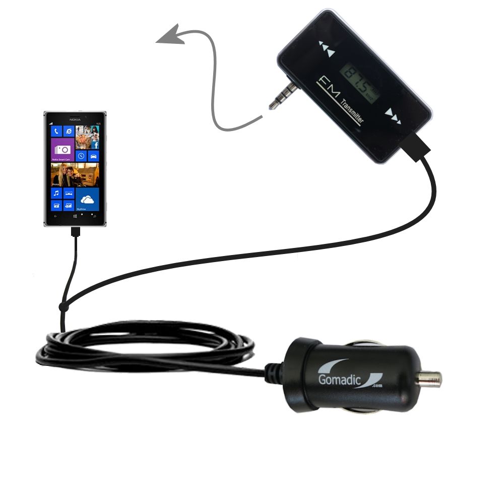 FM Transmitter Plus Car Charger compatible with the Nokia Lumia 925