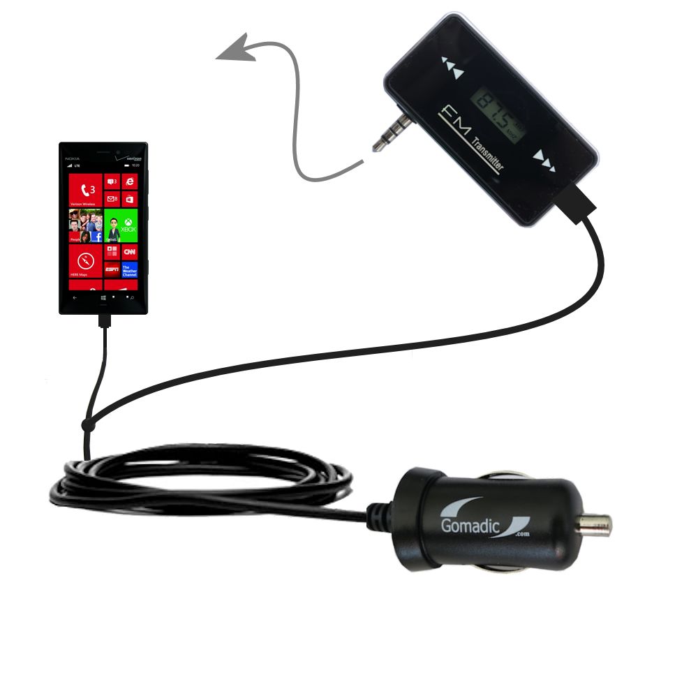 FM Transmitter Plus Car Charger compatible with the Nokia Lumia 928