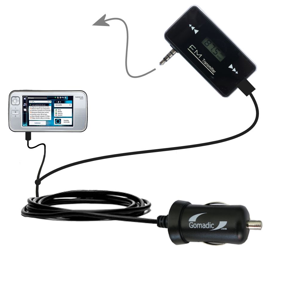 FM Transmitter Plus Car Charger compatible with the Nokia N800 N810