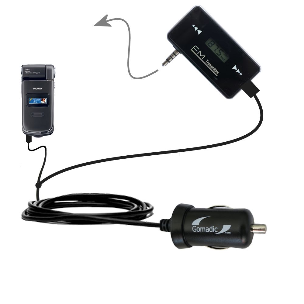 FM Transmitter Plus Car Charger compatible with the Nokia N90 N93 N95
