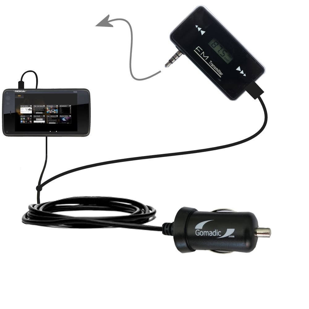 FM Transmitter Plus Car Charger compatible with the Nokia N900