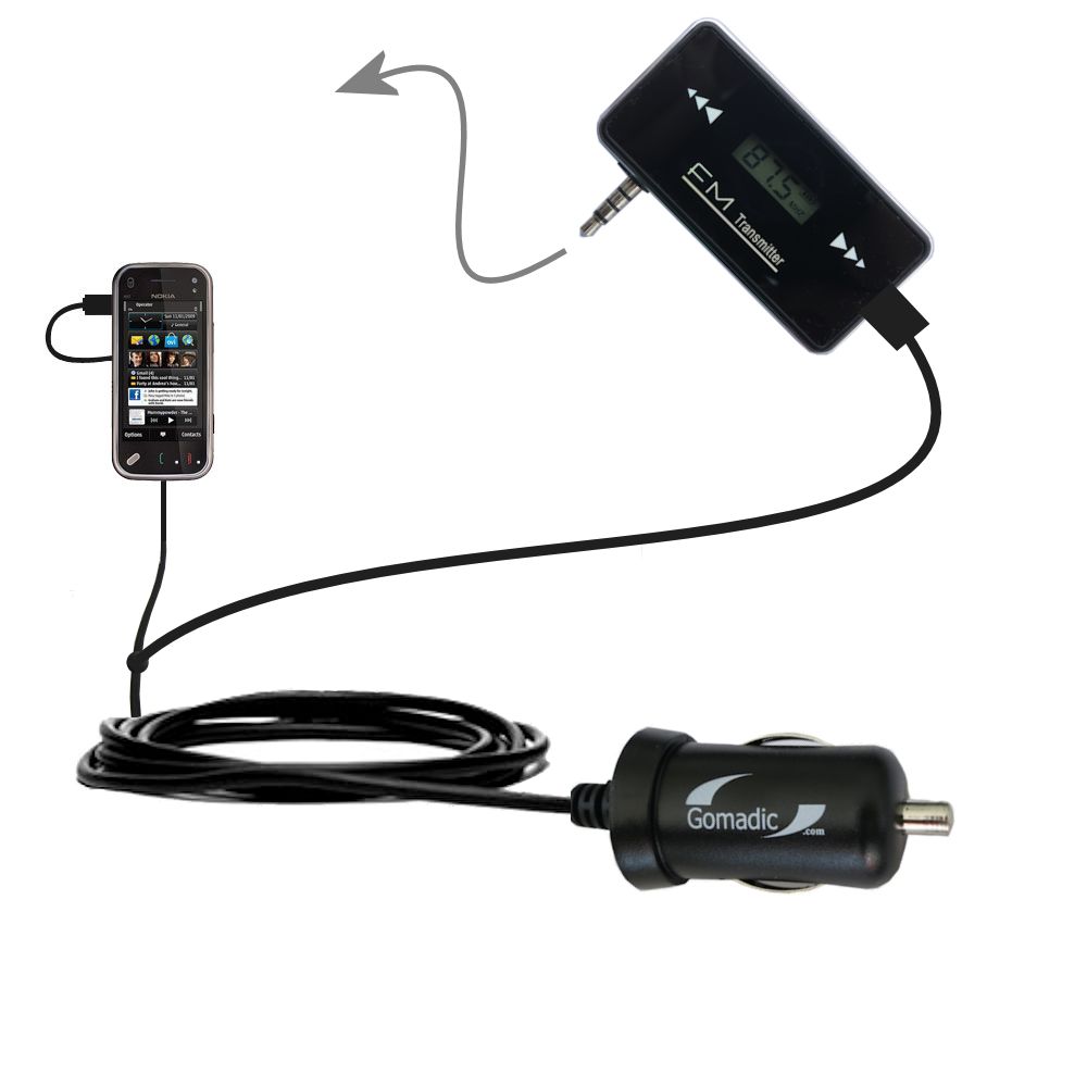 FM Transmitter Plus Car Charger compatible with the Nokia N97