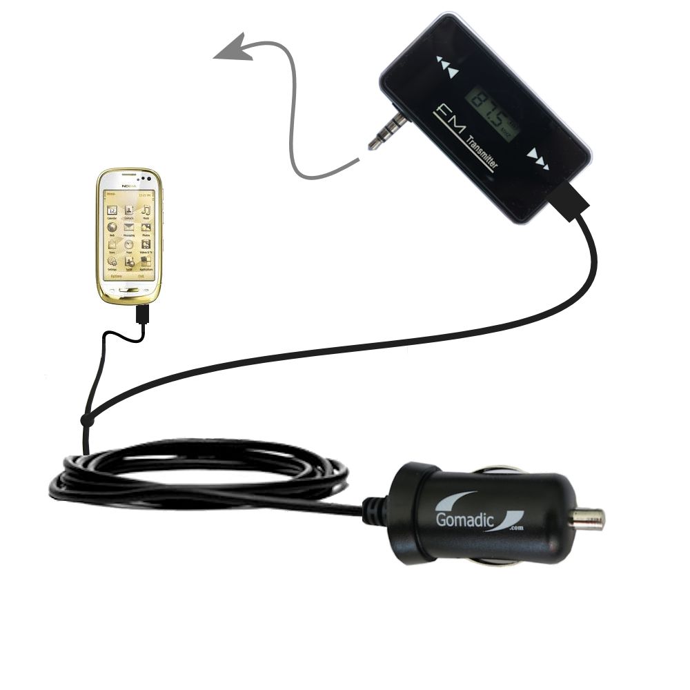 FM Transmitter Plus Car Charger compatible with the Nokia Oro