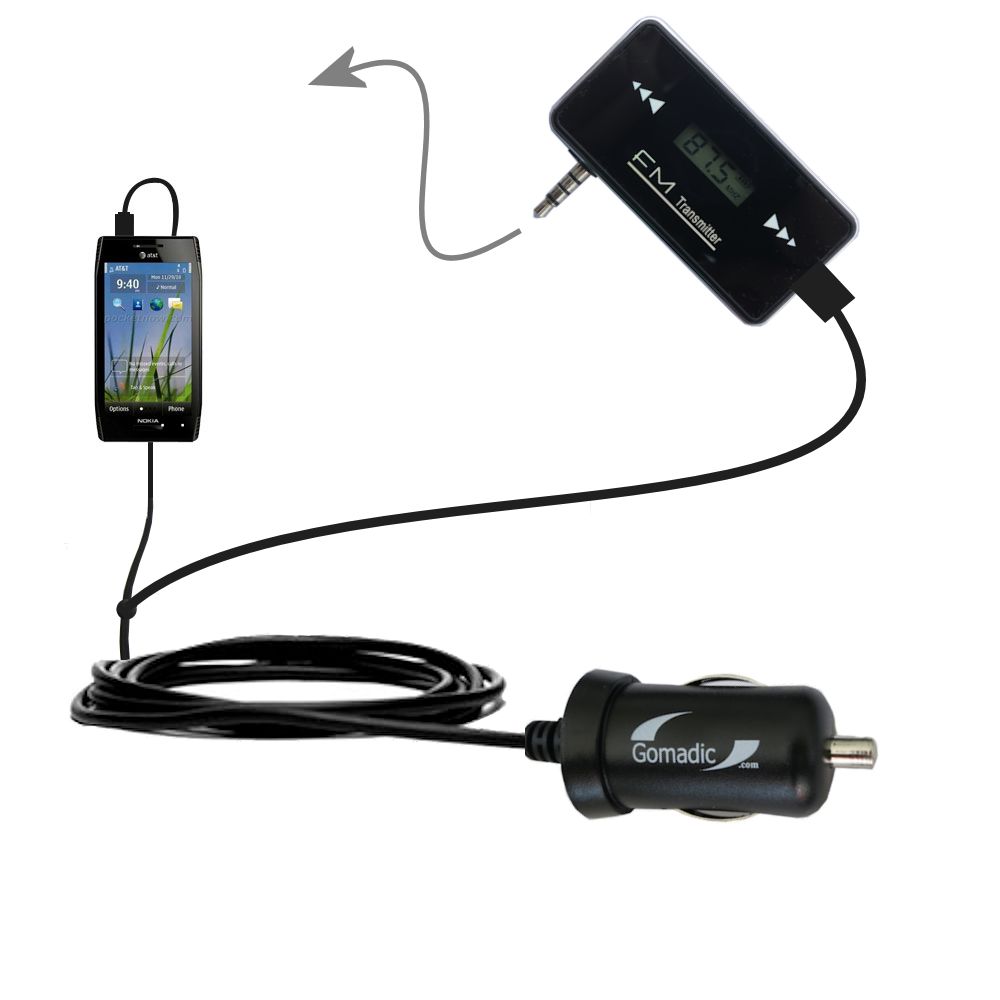 FM Transmitter Plus Car Charger compatible with the Nokia X7