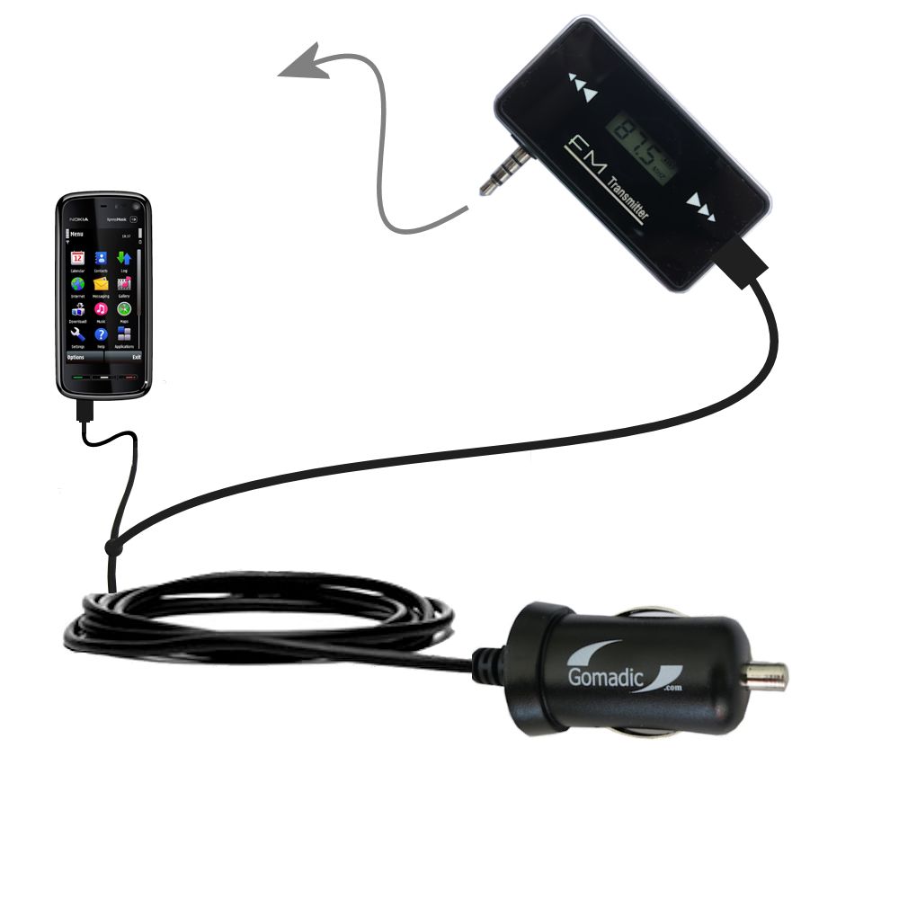 FM Transmitter Plus Car Charger compatible with the Nokia Xpress Music