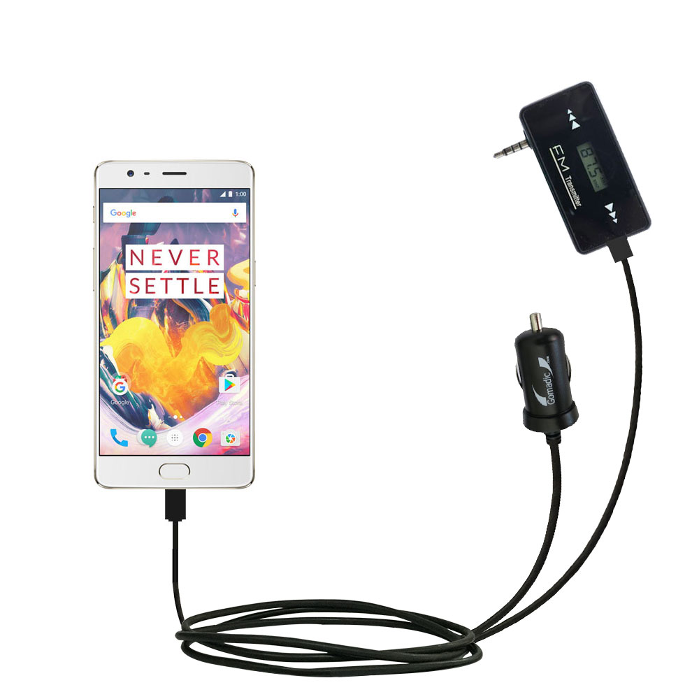 FM Transmitter Plus Car Charger compatible with the OnePlus 3T