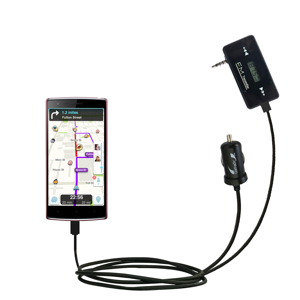 FM Transmitter Plus Car Charger compatible with the OnPlus One