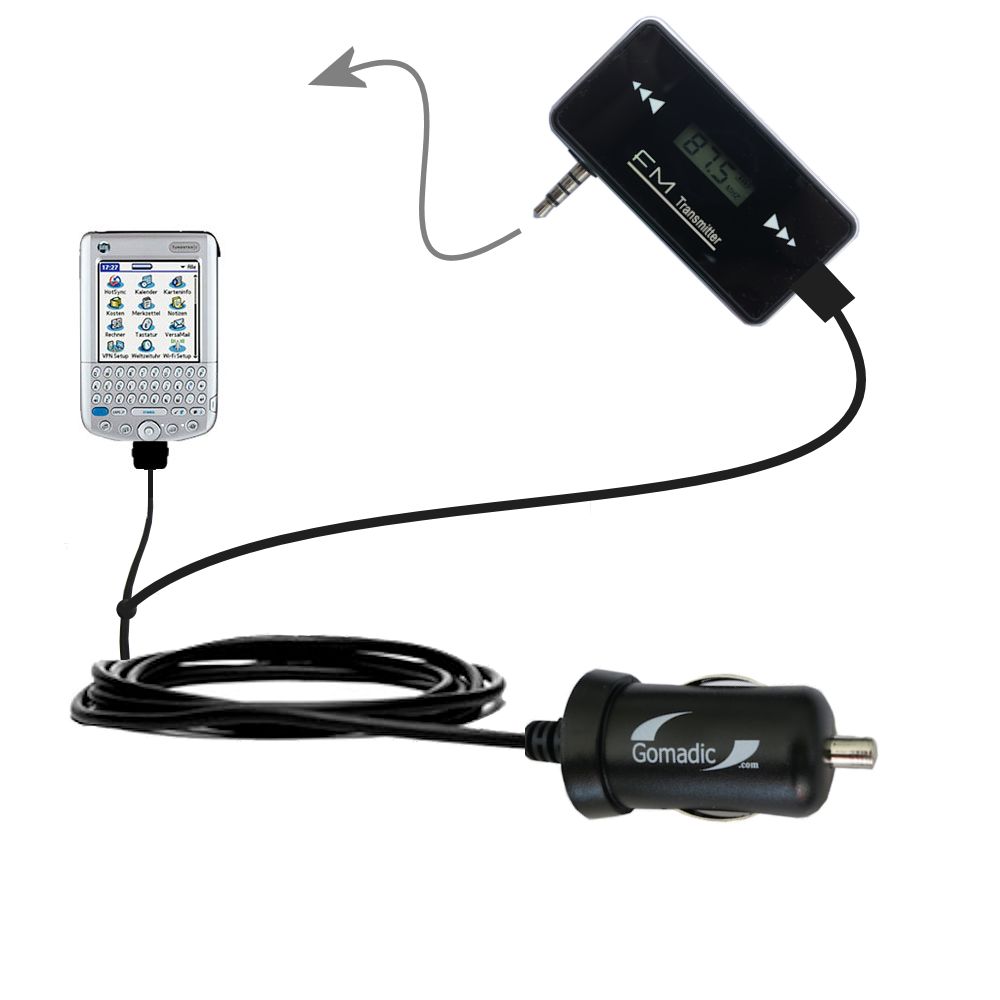 FM Transmitter Plus Car Charger compatible with the Palm palm Tungsten C