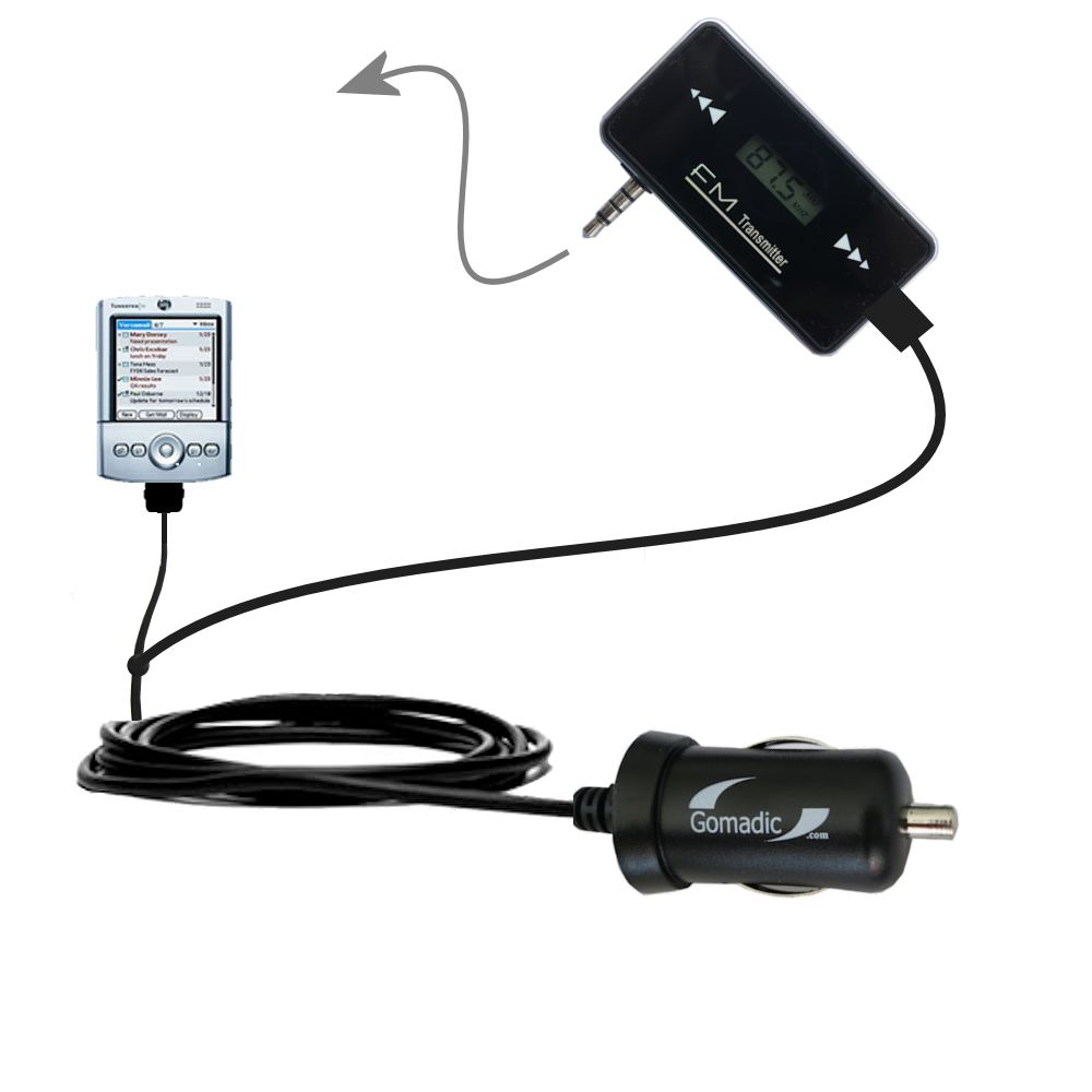 FM Transmitter Plus Car Charger compatible with the Palm palm Tungsten T2