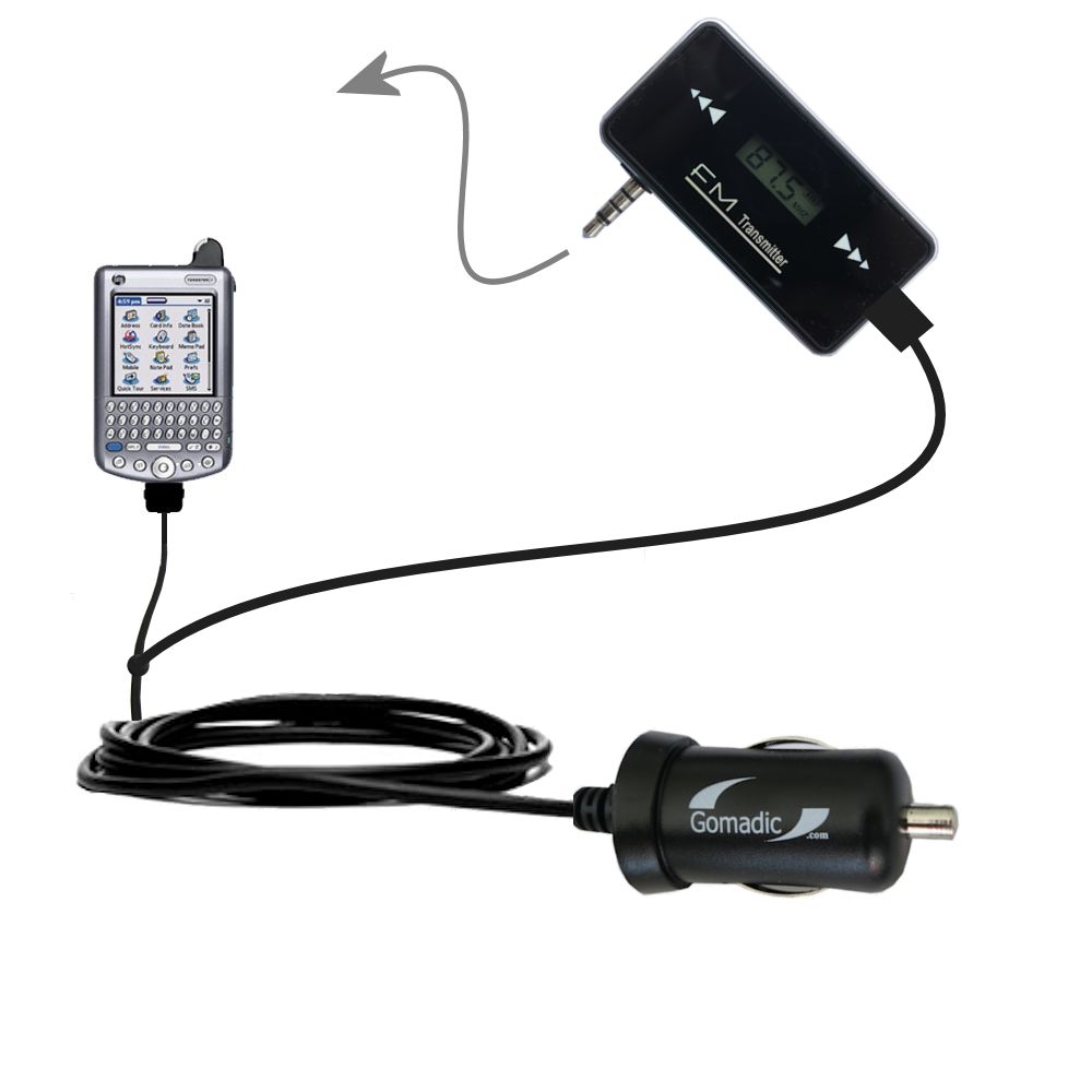 FM Transmitter Plus Car Charger compatible with the Palm palm Tungsten W